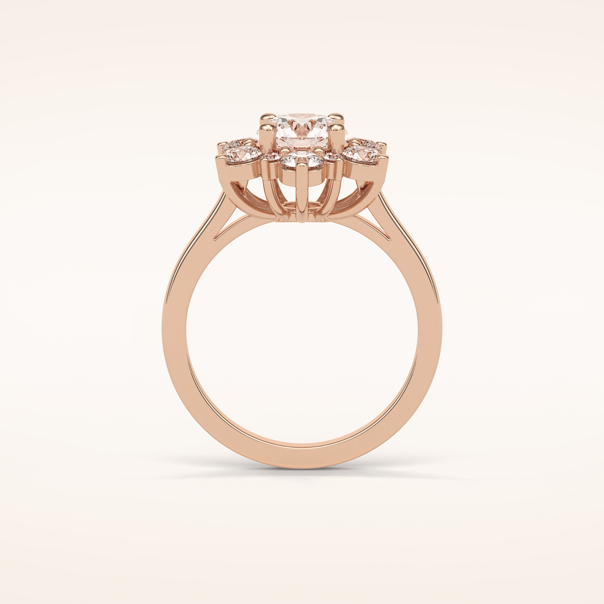 1 CT Round Shaped Cluster Moissanite Engagement Ring