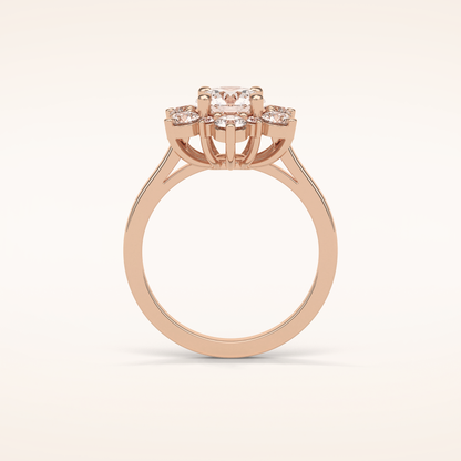 1 CT Round Shaped Cluster Moissanite Engagement Ring