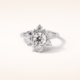 1 CT Round Shaped Cluster Moissanite Engagement Ring