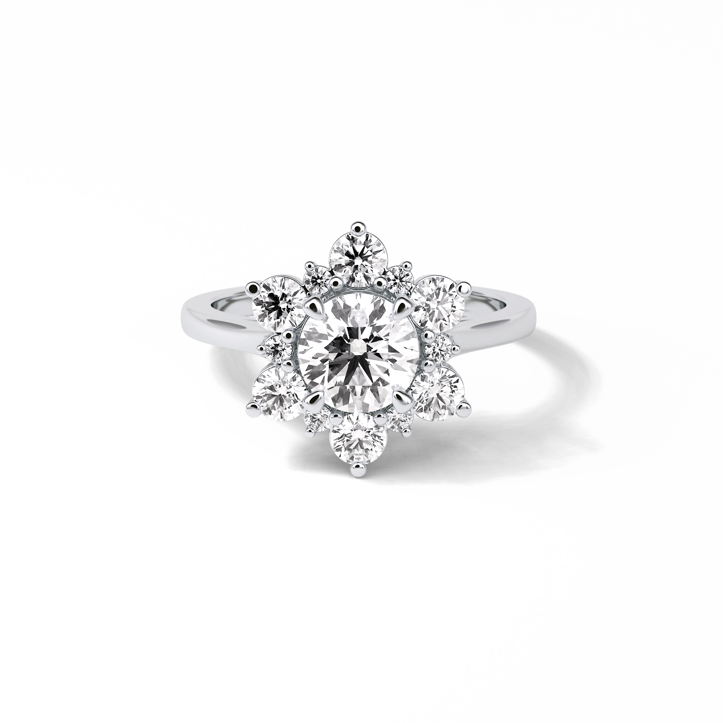 Round Cluster Lab Grown Diamond Engagement Ring