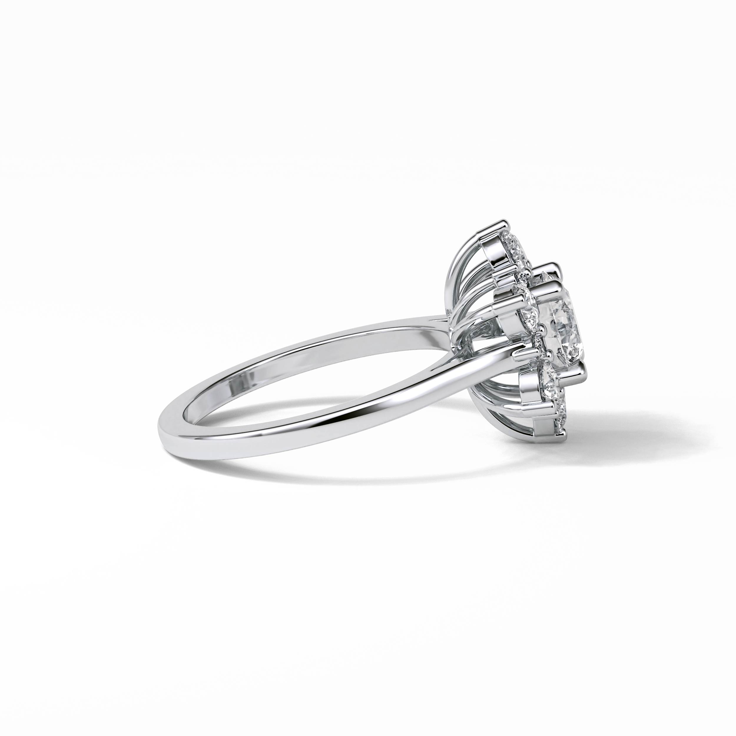 Round Cluster Lab Grown Diamond Engagement Ring