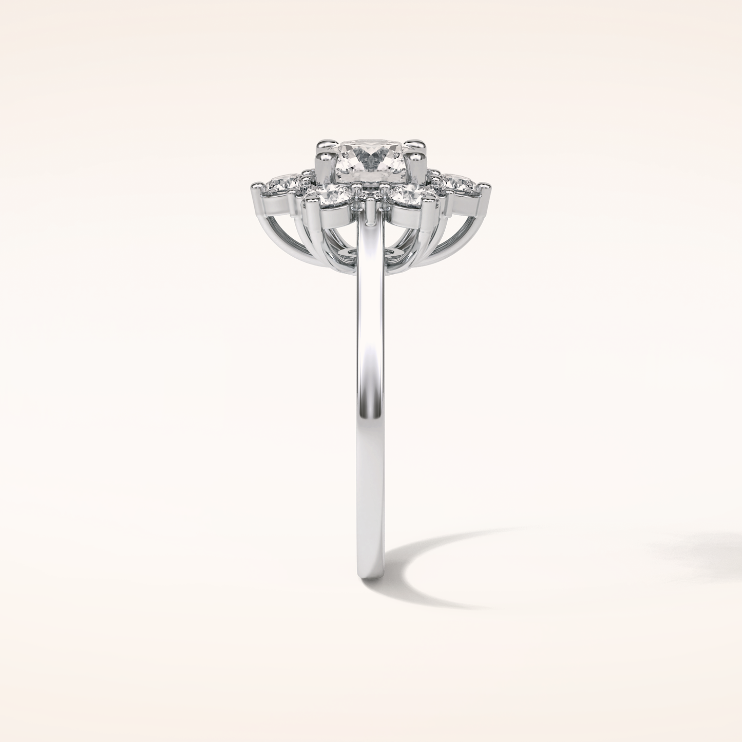 1 CT Round Shaped Cluster Moissanite Engagement Ring