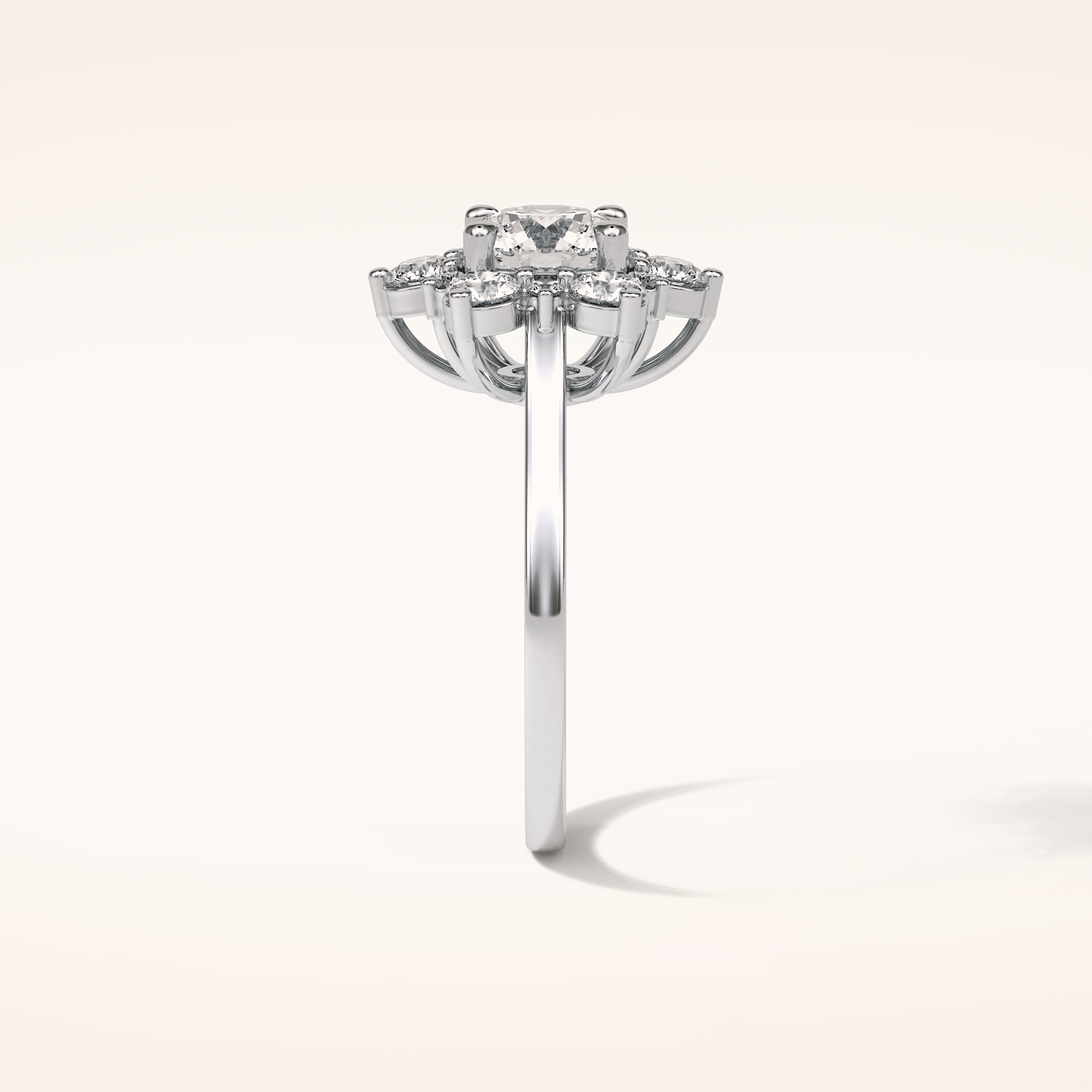 1 CT Round Shaped Cluster Moissanite Engagement Ring