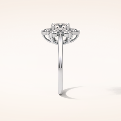 1 CT Round Shaped Cluster Moissanite Engagement Ring