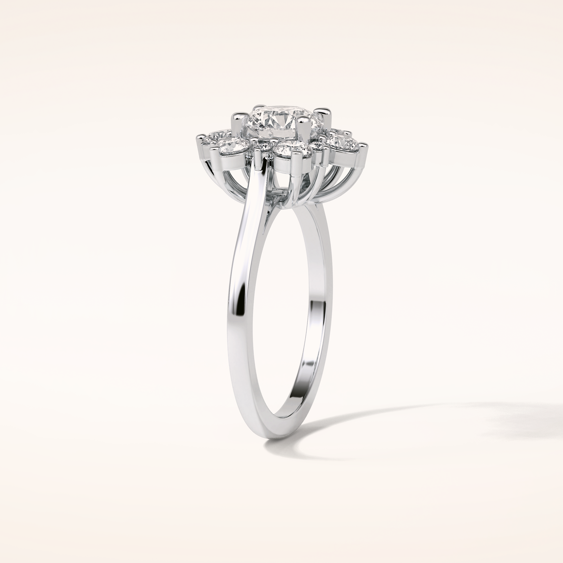 1 CT Round Shaped Cluster Moissanite Engagement Ring