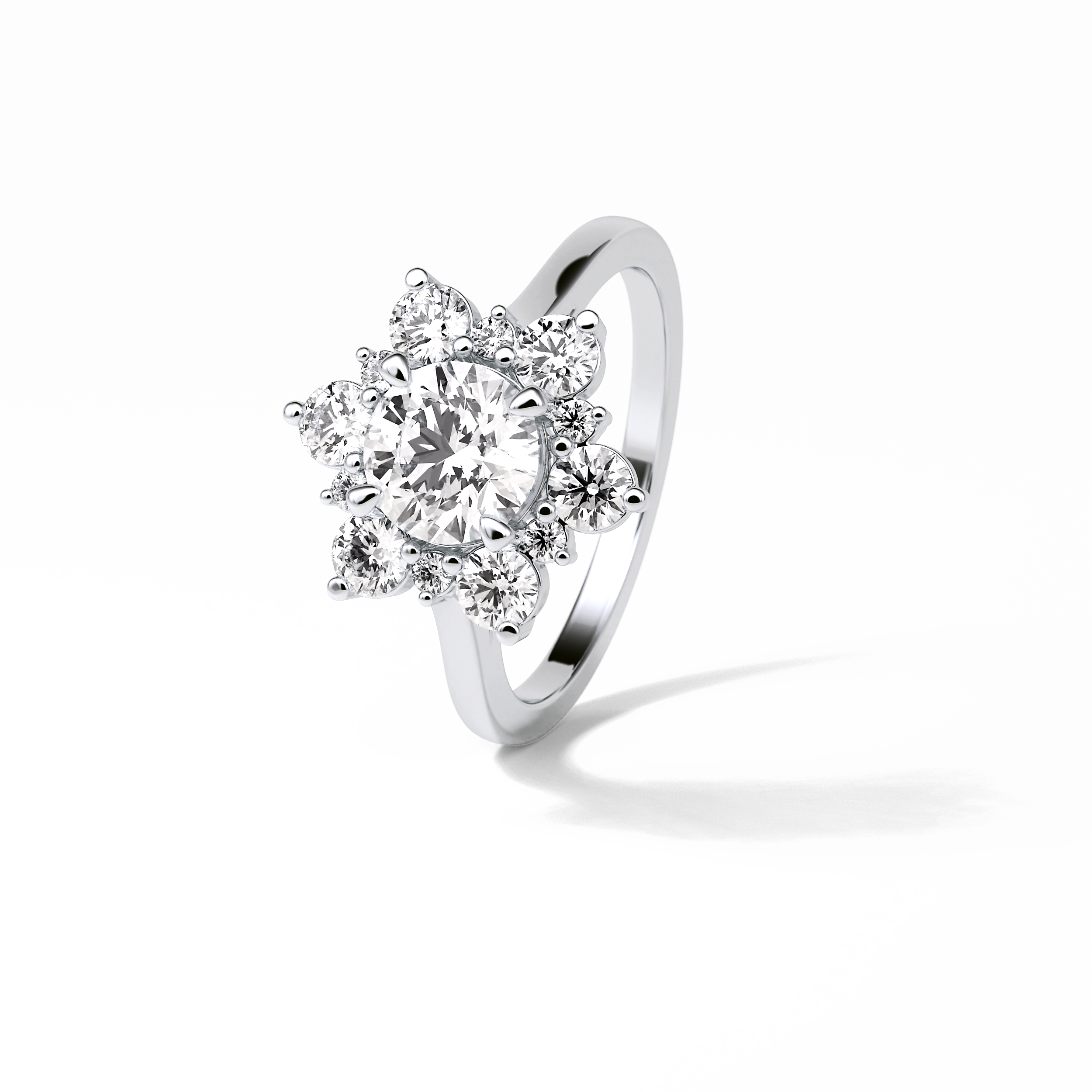 Round Cluster Lab Grown Diamond Engagement Ring