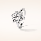 1 CT Round Shaped Cluster Moissanite Engagement Ring