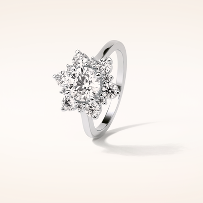 1 CT Round Shaped Cluster Moissanite Engagement Ring