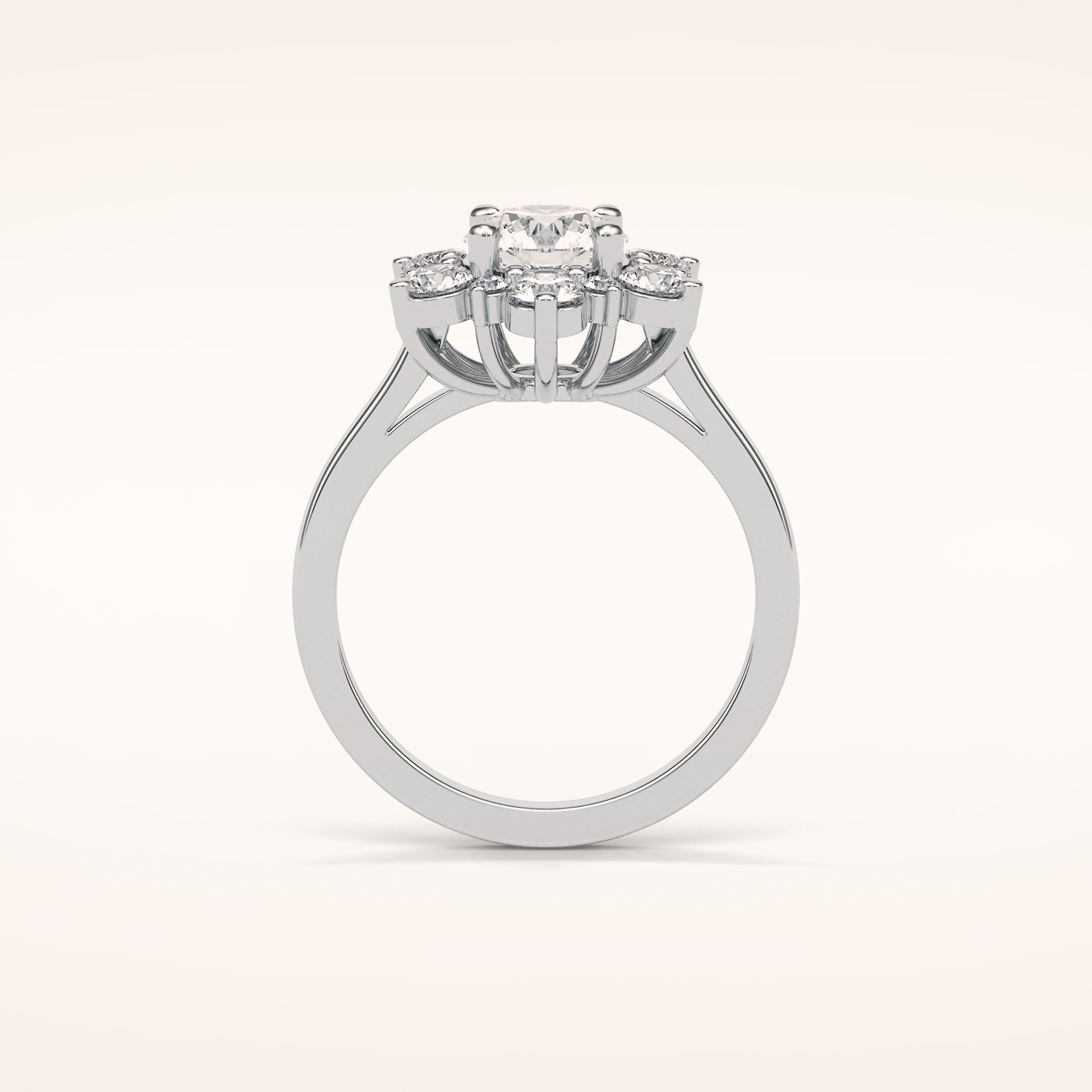 1 CT Round Shaped Cluster Moissanite Engagement Ring