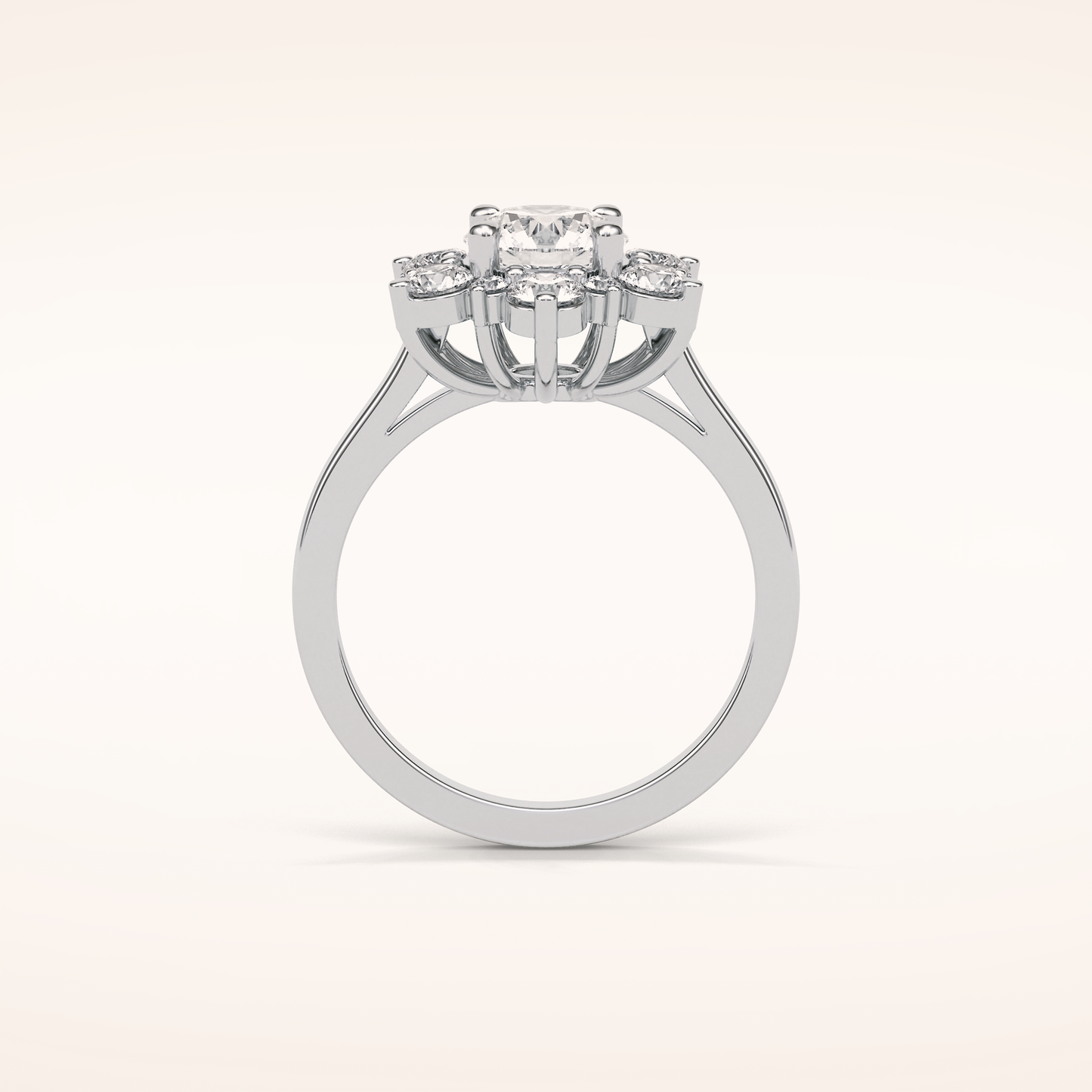 1 CT Round Shaped Cluster Moissanite Engagement Ring