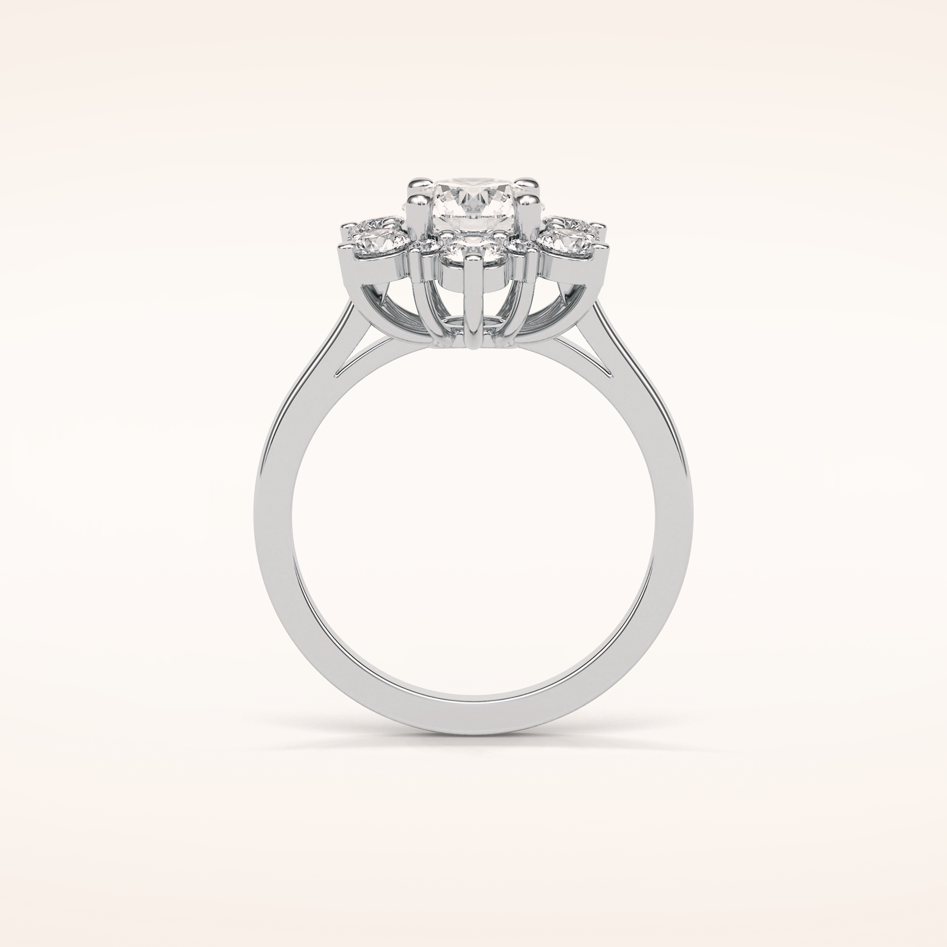 1 CT Round Shaped Cluster Moissanite Engagement Ring