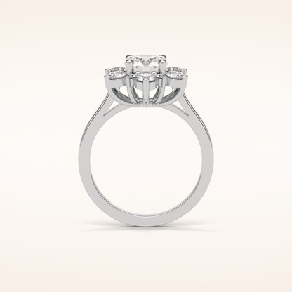 1 CT Round Shaped Cluster Moissanite Engagement Ring