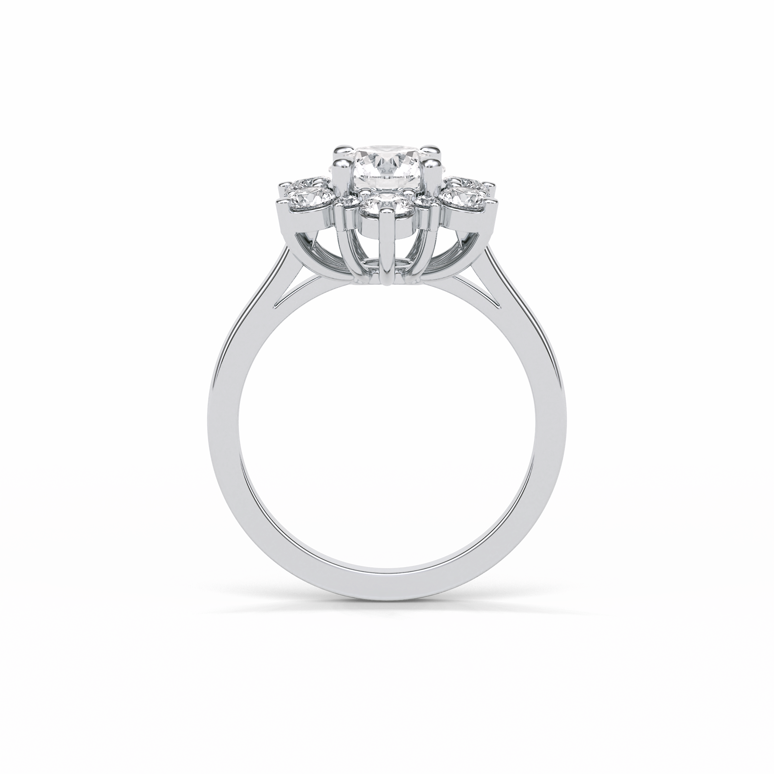Round Cluster Lab Grown Diamond Engagement Ring