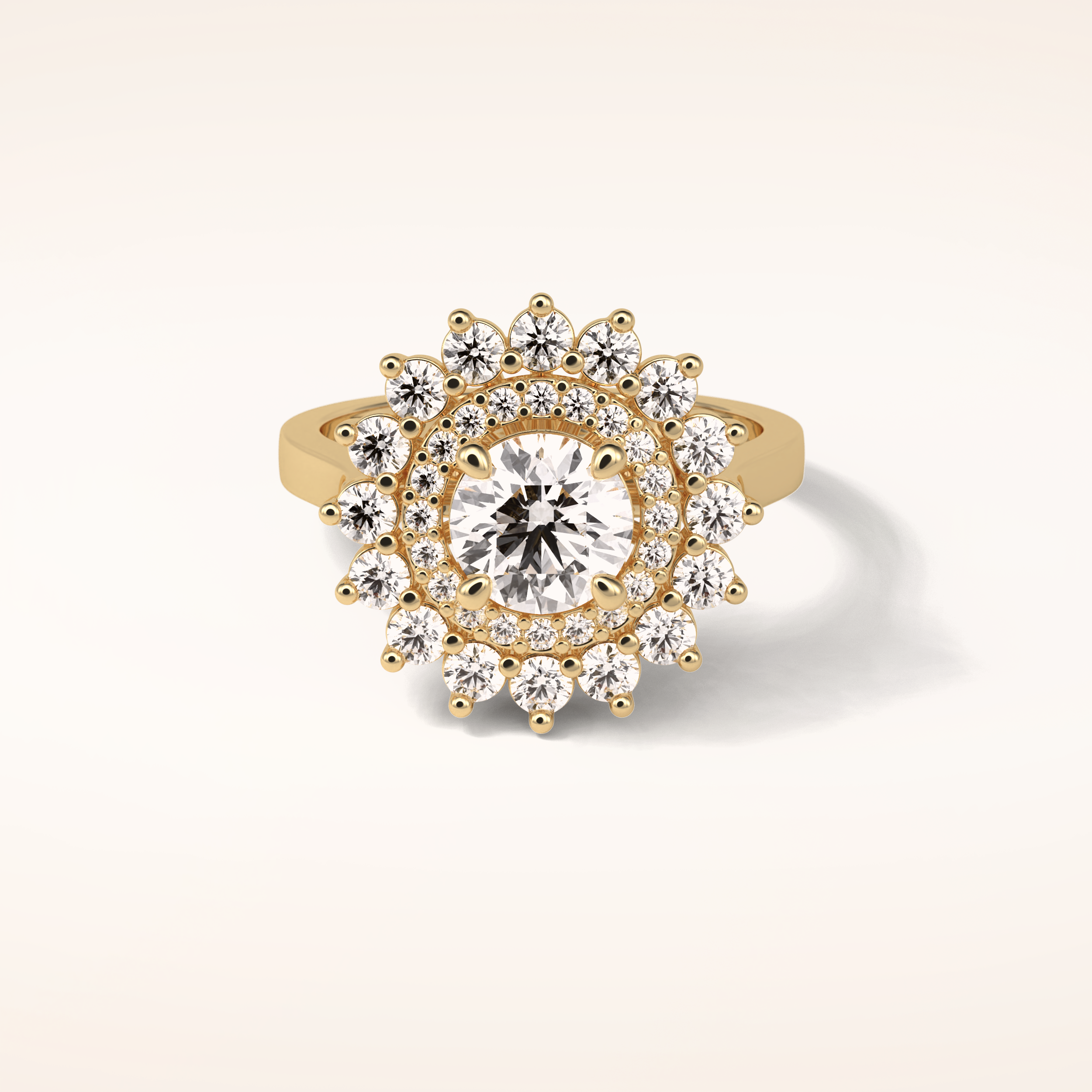 1 CT Round Shaped Double Halo Moissanite Engagement Ring