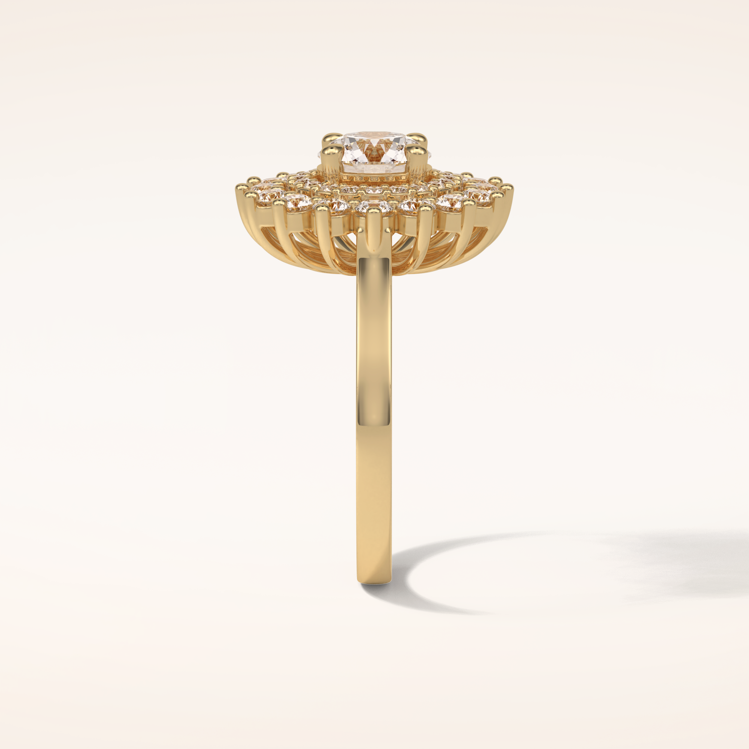 1 CT Round Shaped Double Halo Moissanite Engagement Ring