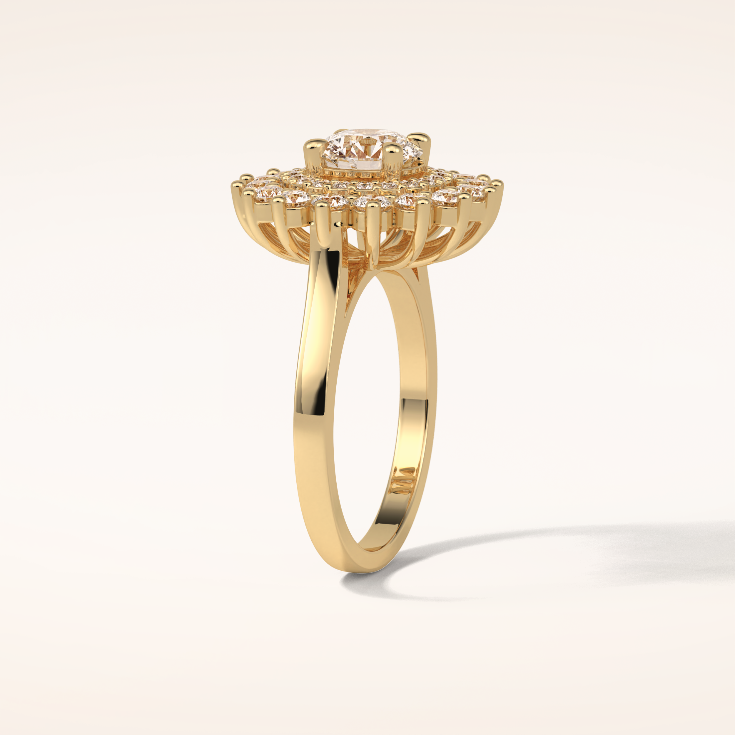 1 CT Round Shaped Double Halo Moissanite Engagement Ring