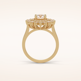 1 CT Round Shaped Double Halo Moissanite Engagement Ring