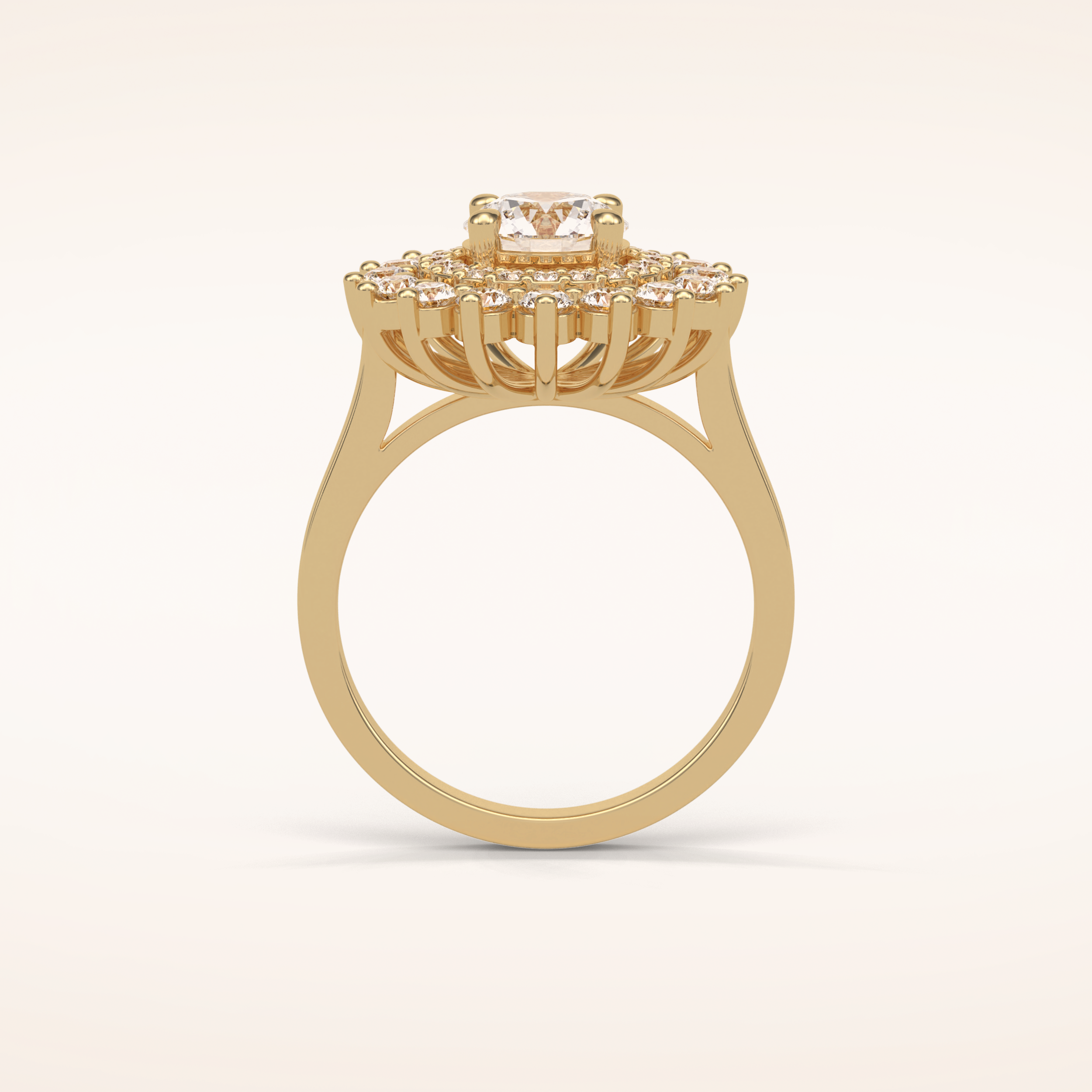 1 CT Round Shaped Double Halo Moissanite Engagement Ring