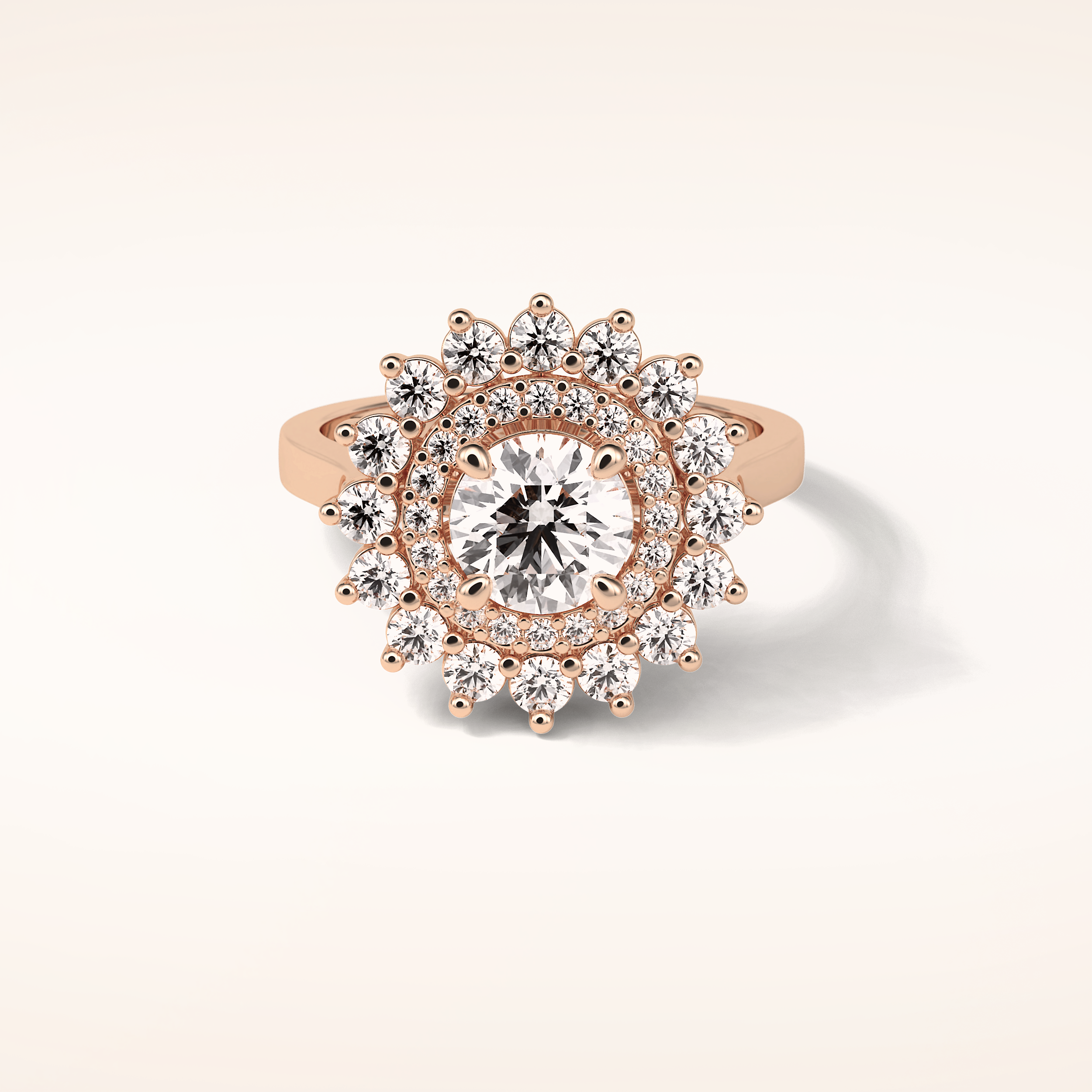 1 CT Round Shaped Double Halo Moissanite Engagement Ring