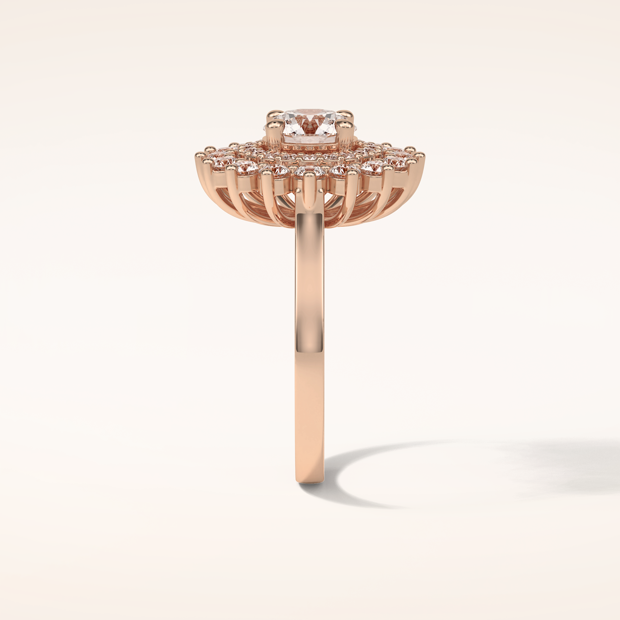 1 CT Round Shaped Double Halo Moissanite Engagement Ring