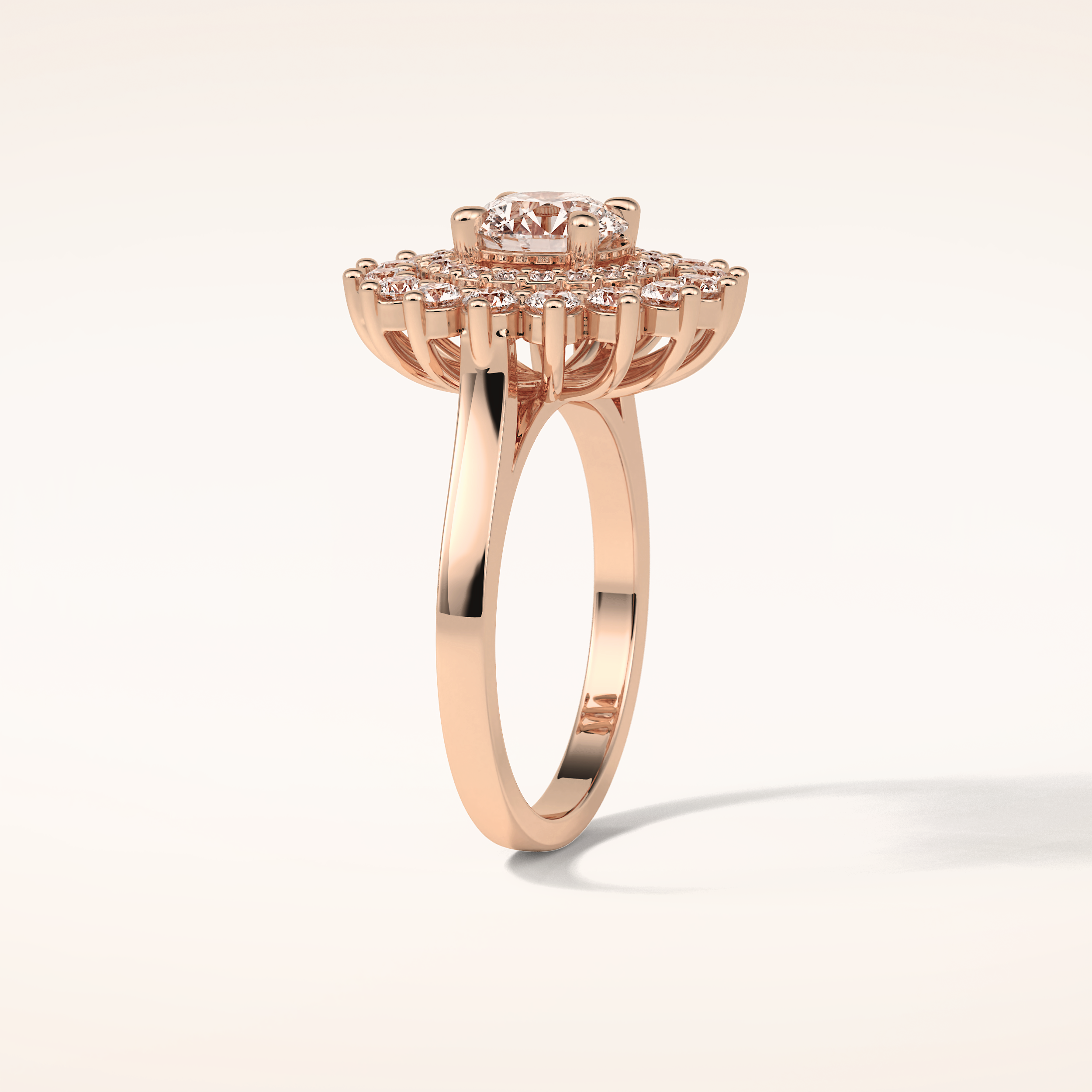 1 CT Round Shaped Double Halo Moissanite Engagement Ring