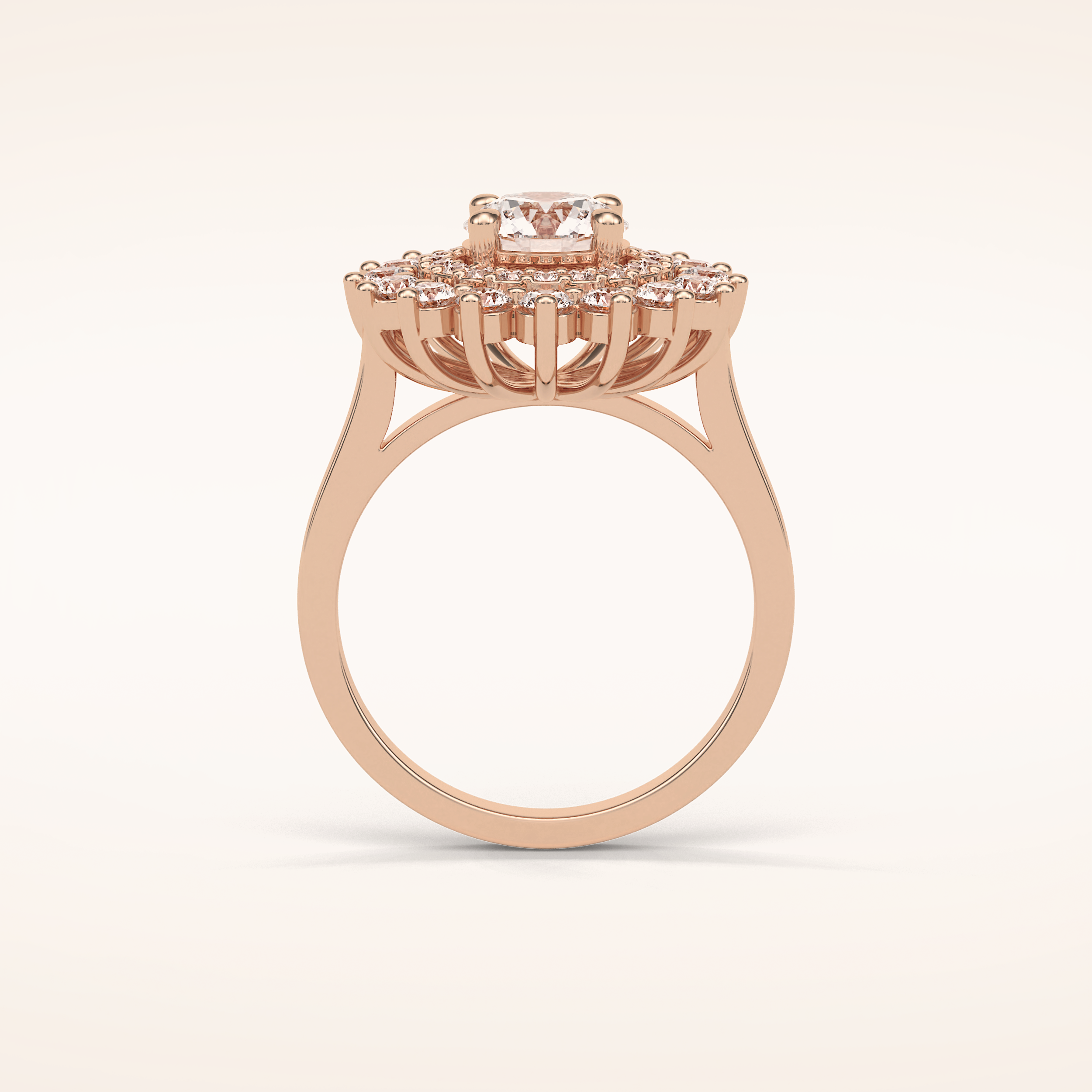 1 CT Round Shaped Double Halo Moissanite Engagement Ring