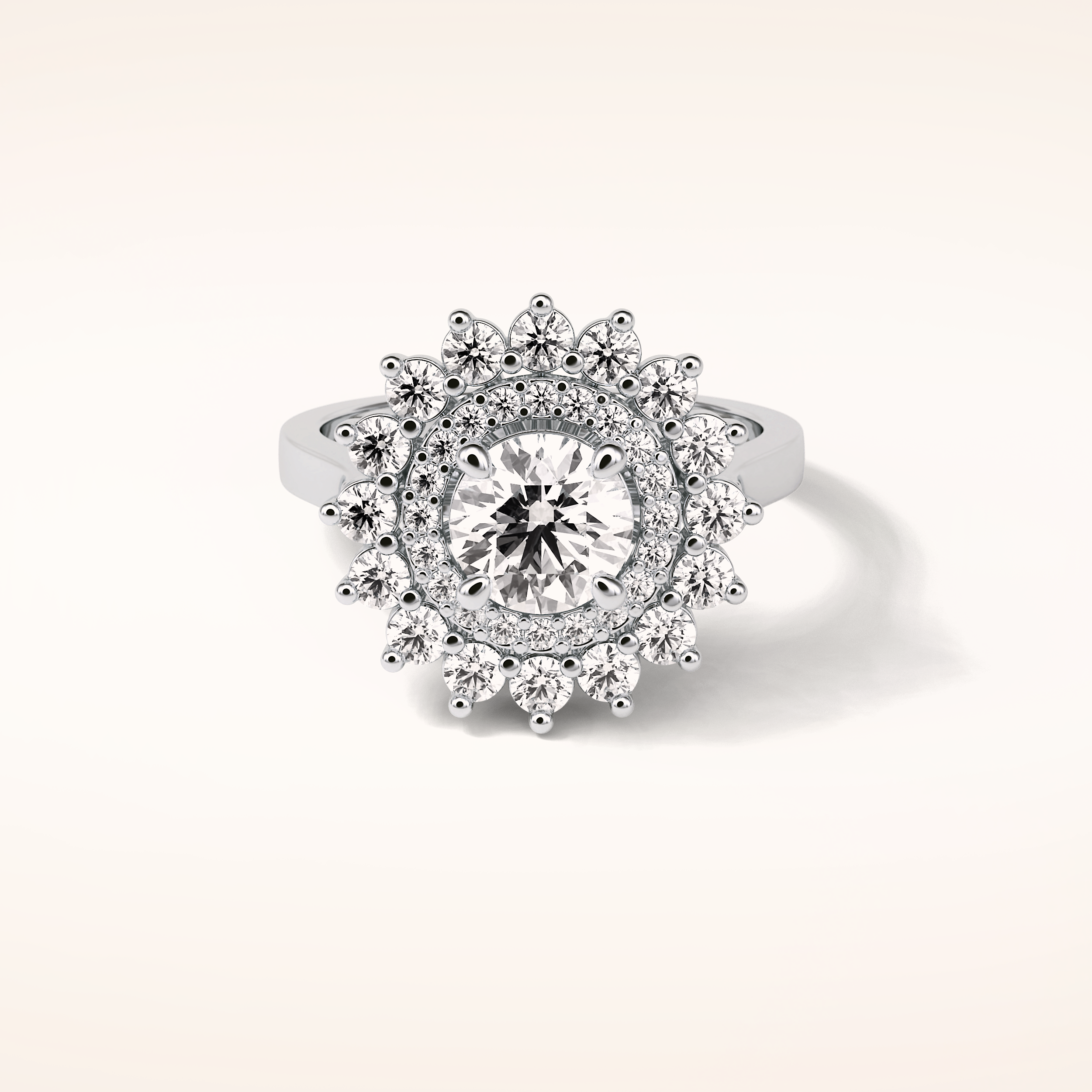 1 CT Round Shaped Double Halo Moissanite Engagement Ring