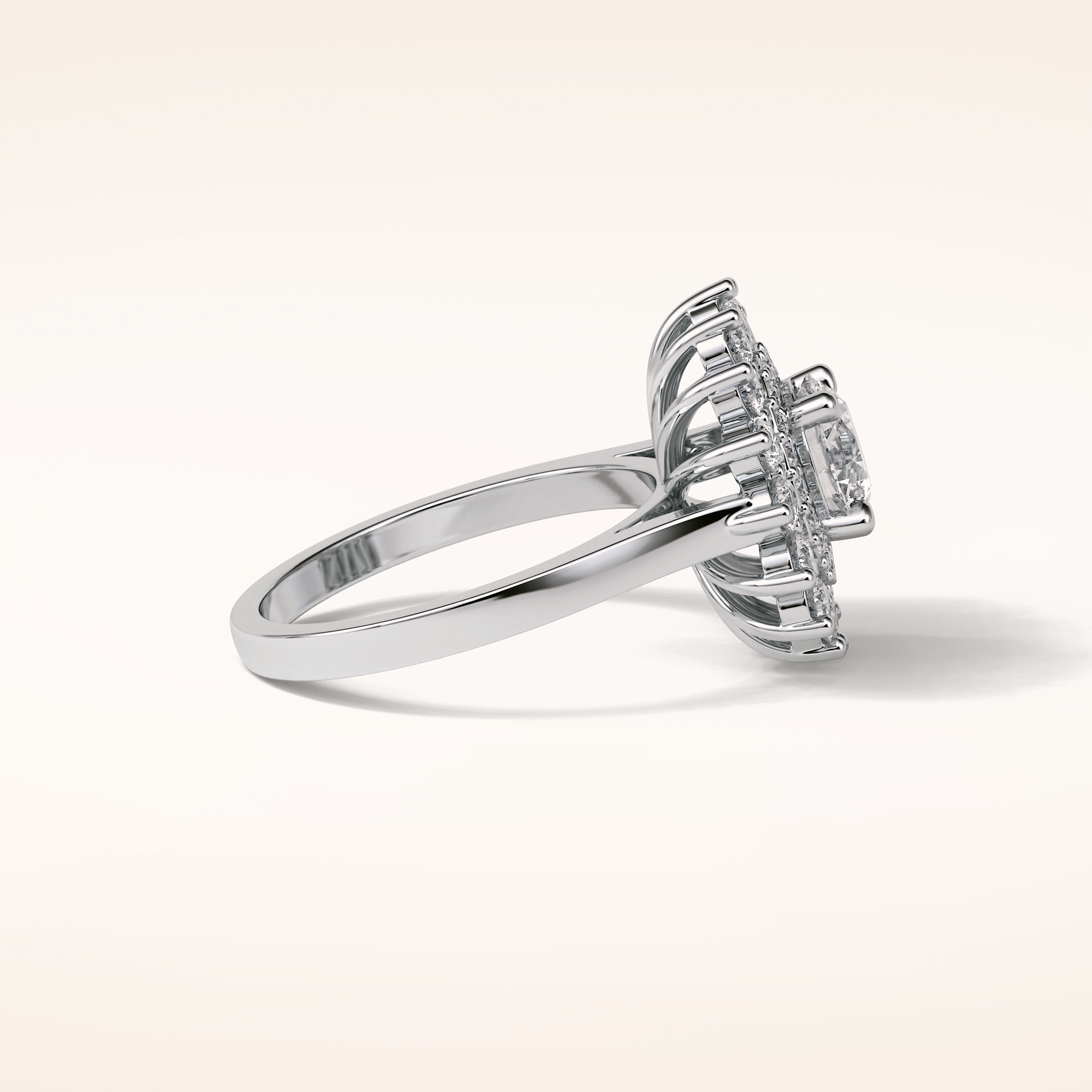 1 CT Round Shaped Double Halo Moissanite Engagement Ring