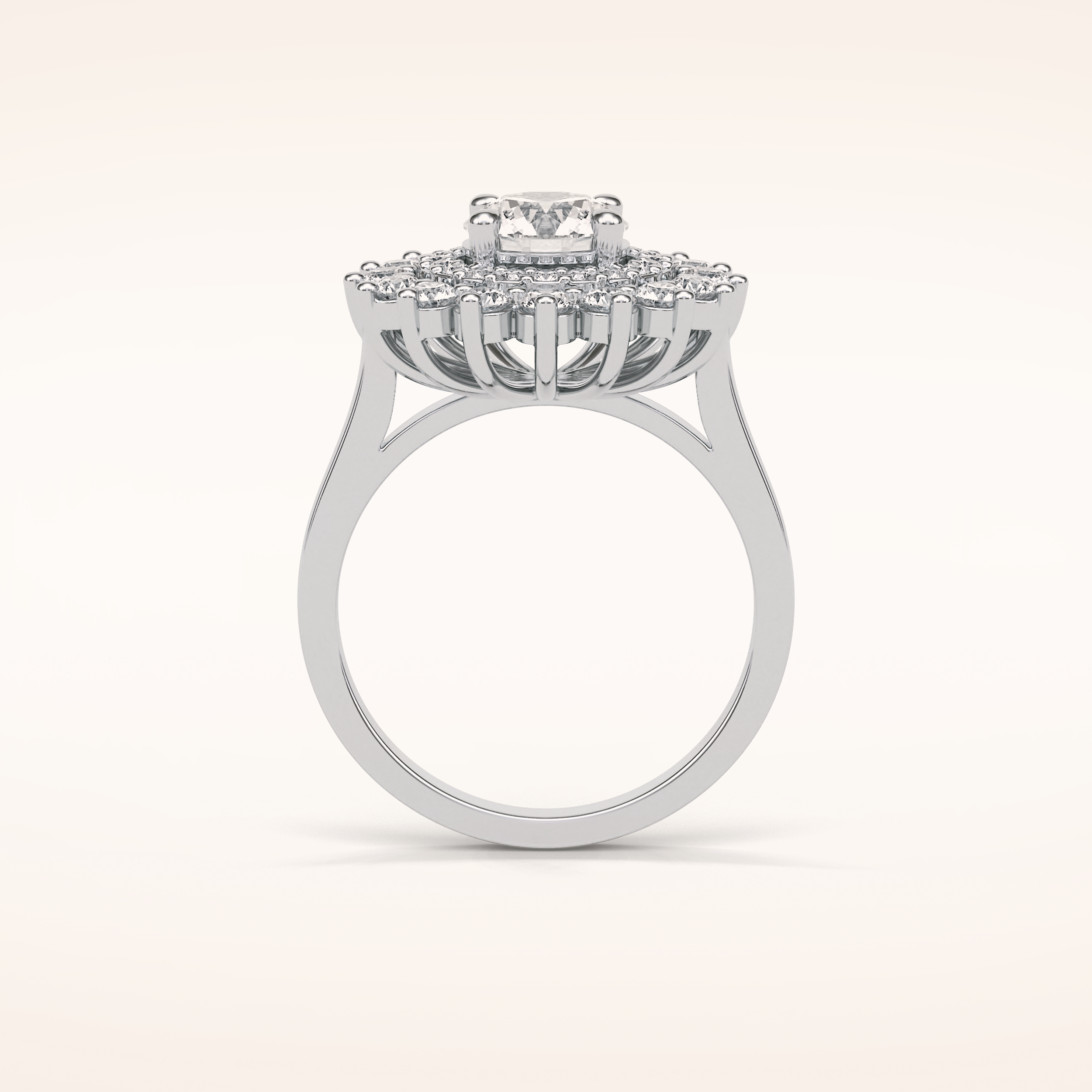 1 CT Round Shaped Double Halo Moissanite Engagement Ring