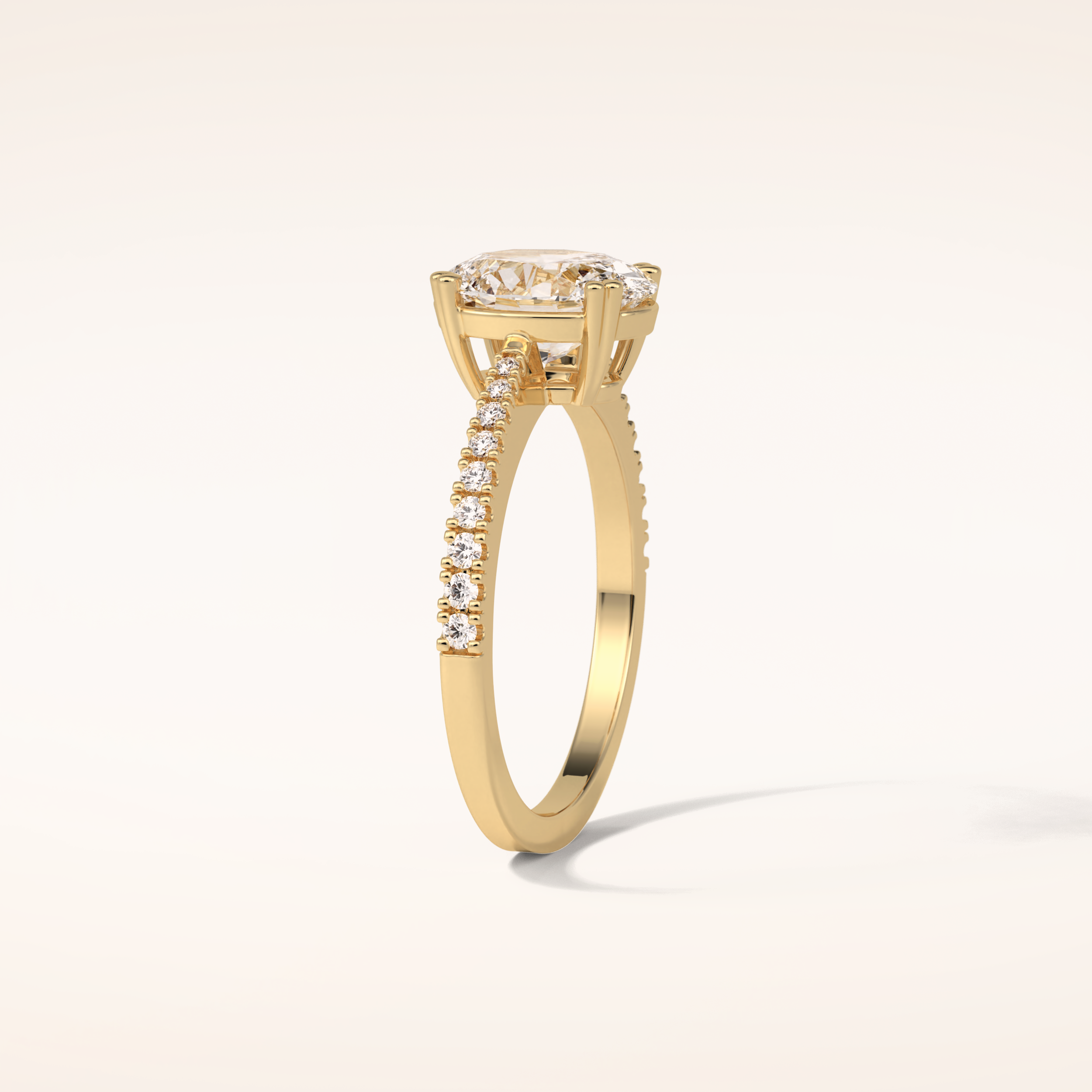 1.6 CT Oval Shaped Pave Moissanite Engagement Ring