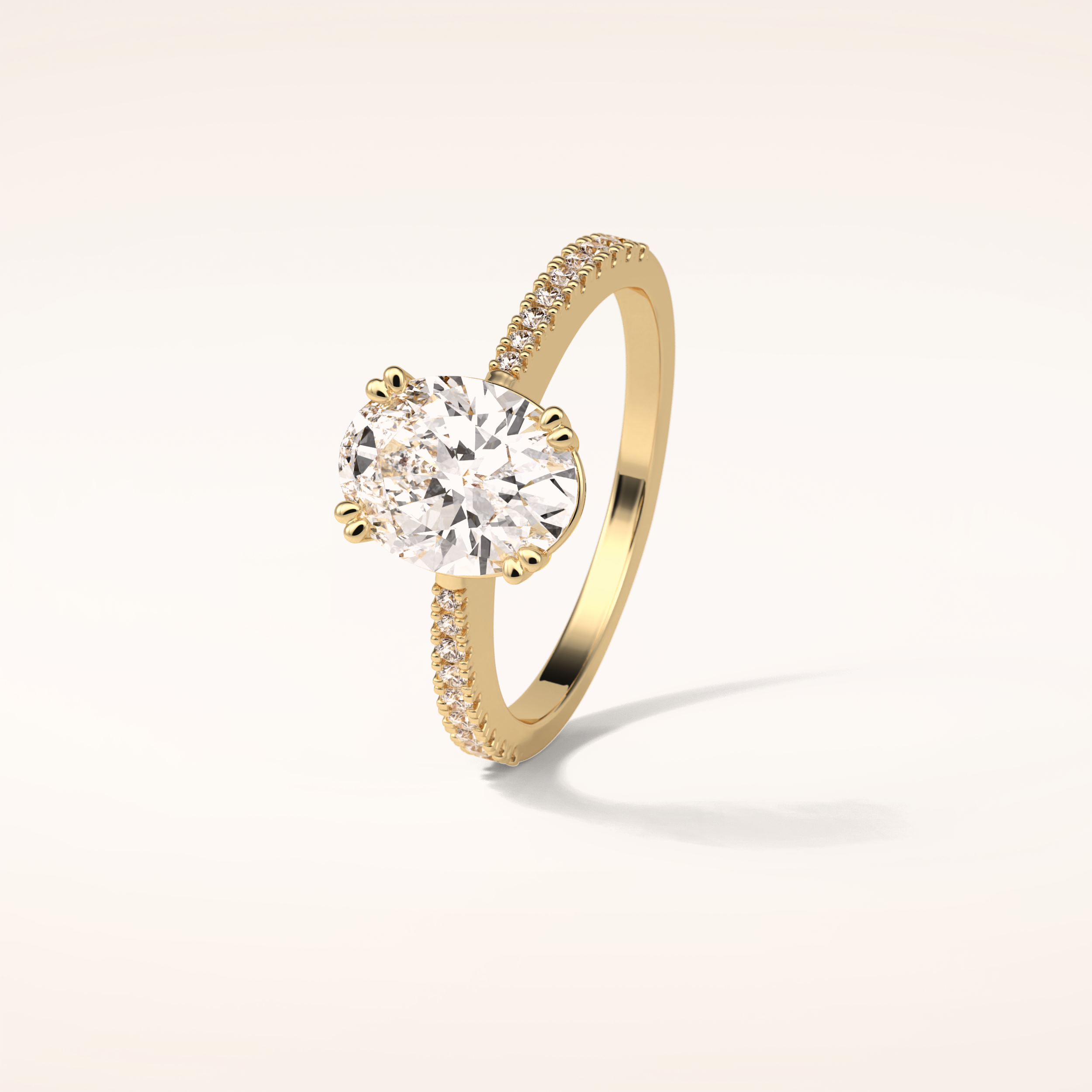 1.6 CT Oval Shaped Pave Moissanite Engagement Ring