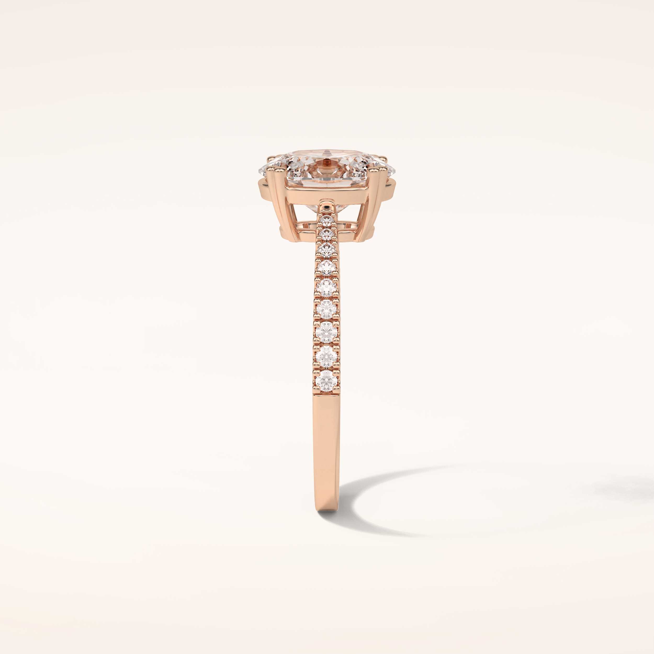 1.6 CT Oval Shaped Pave Moissanite Engagement Ring