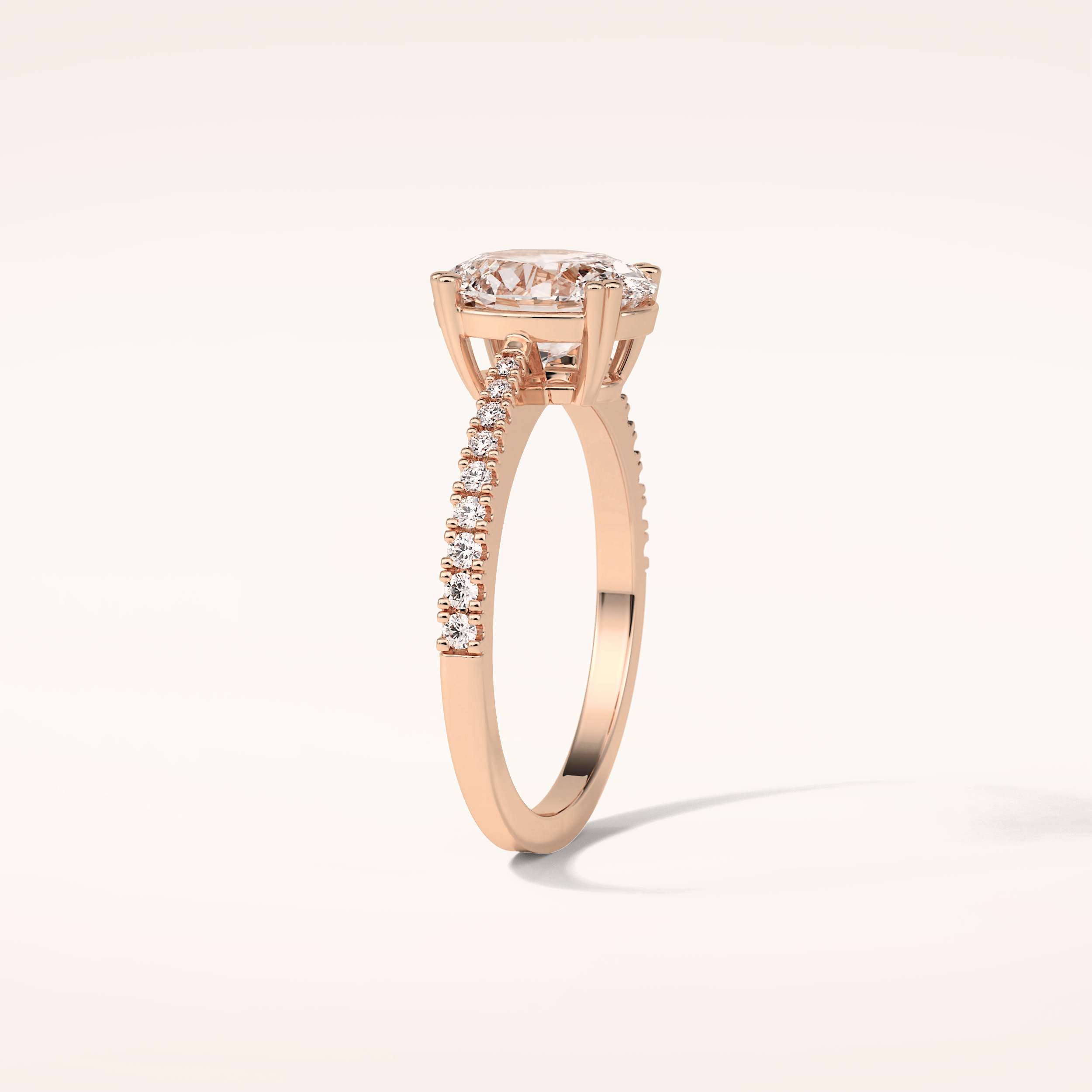 1.6 CT Oval Shaped Pave Moissanite Engagement Ring