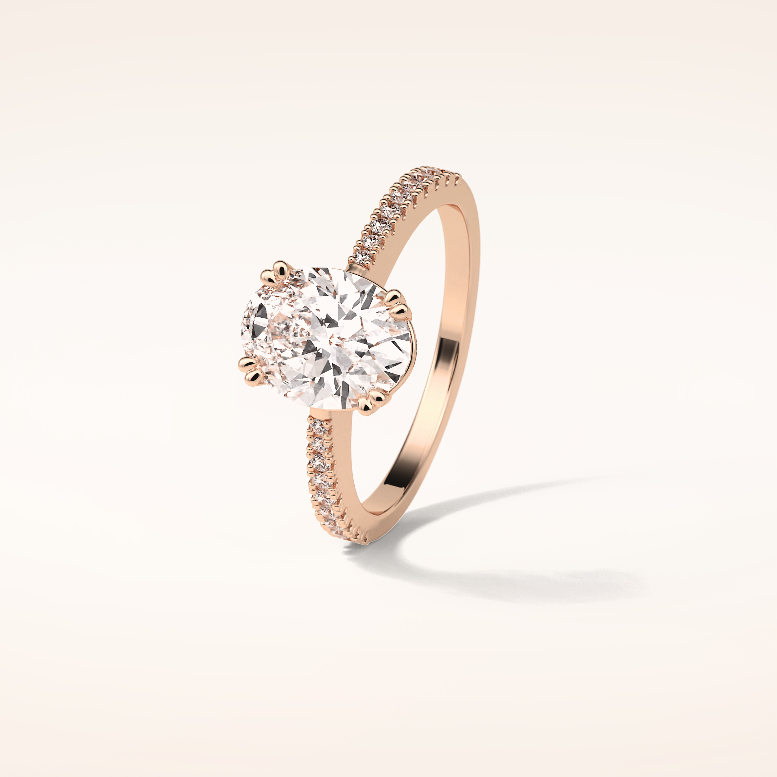 1.6 CT Oval Shaped Pave Moissanite Engagement Ring