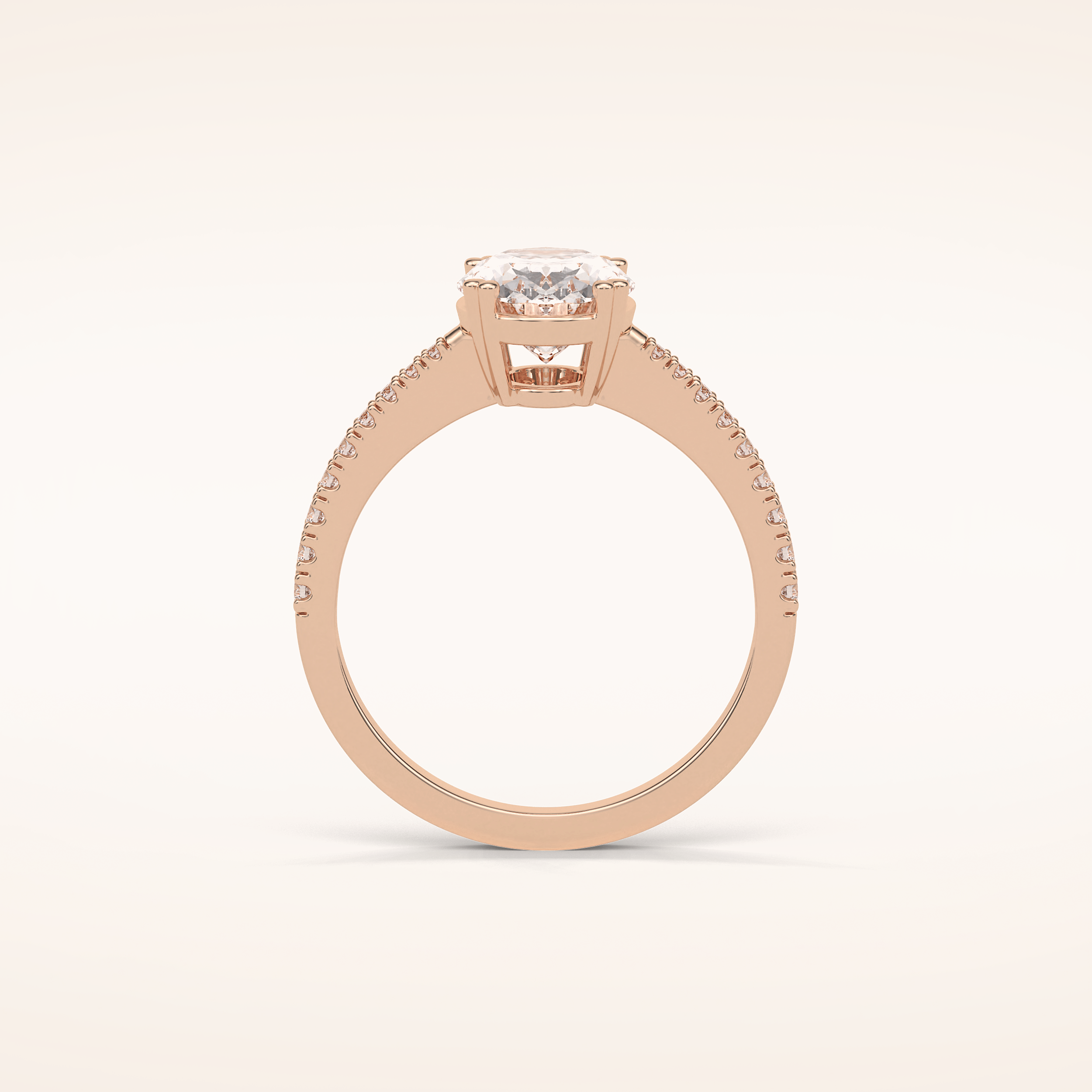 1.6 CT Oval Shaped Pave Moissanite Engagement Ring