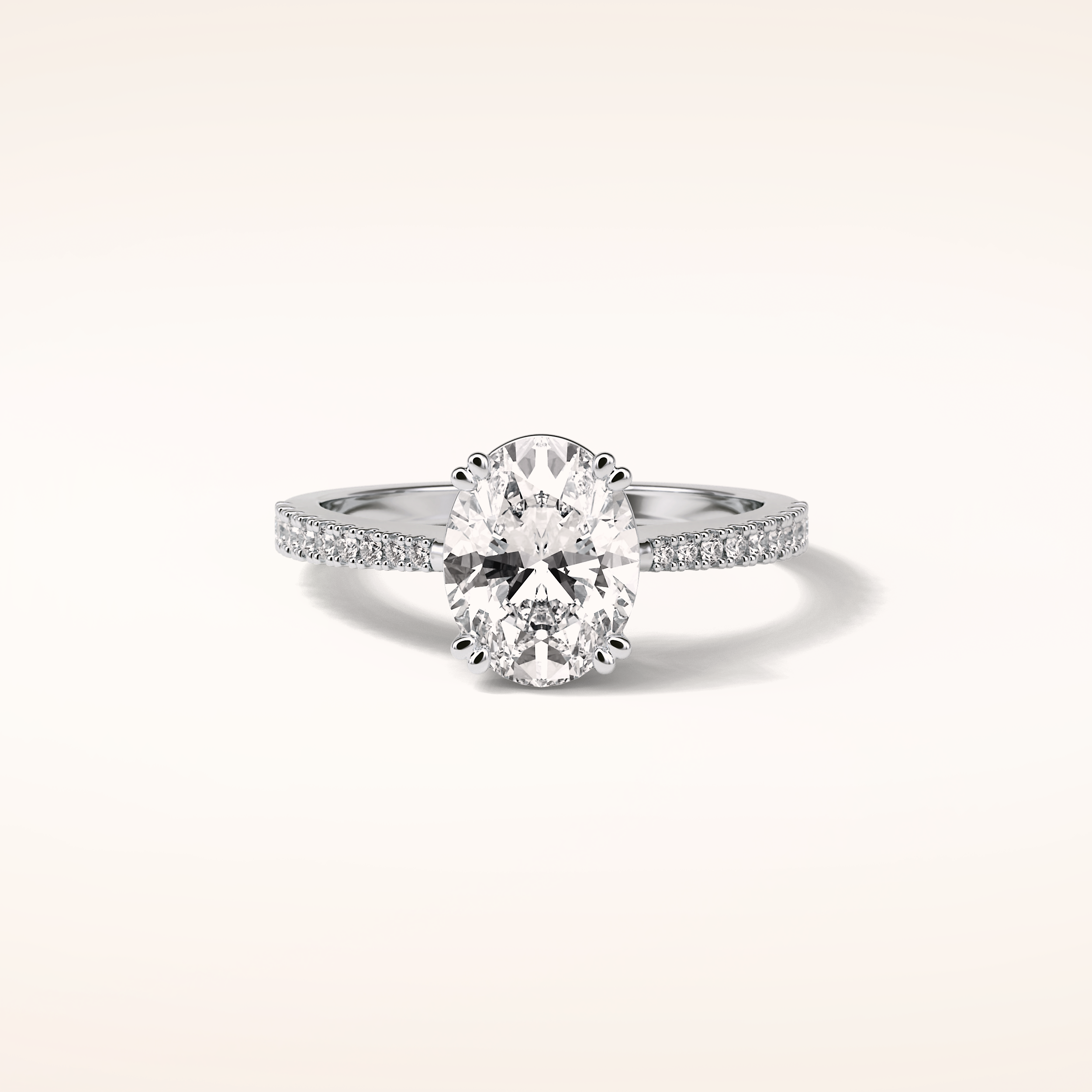 1.6 CT Oval Shaped Pave Moissanite Engagement Ring