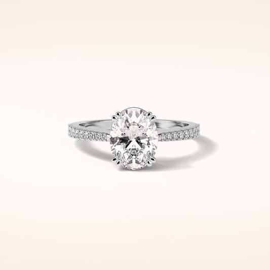 1.6 CT Oval Shaped Pave Moissanite Engagement Ring