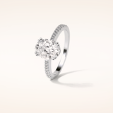 1.6 CT Oval Shaped Pave Moissanite Engagement Ring