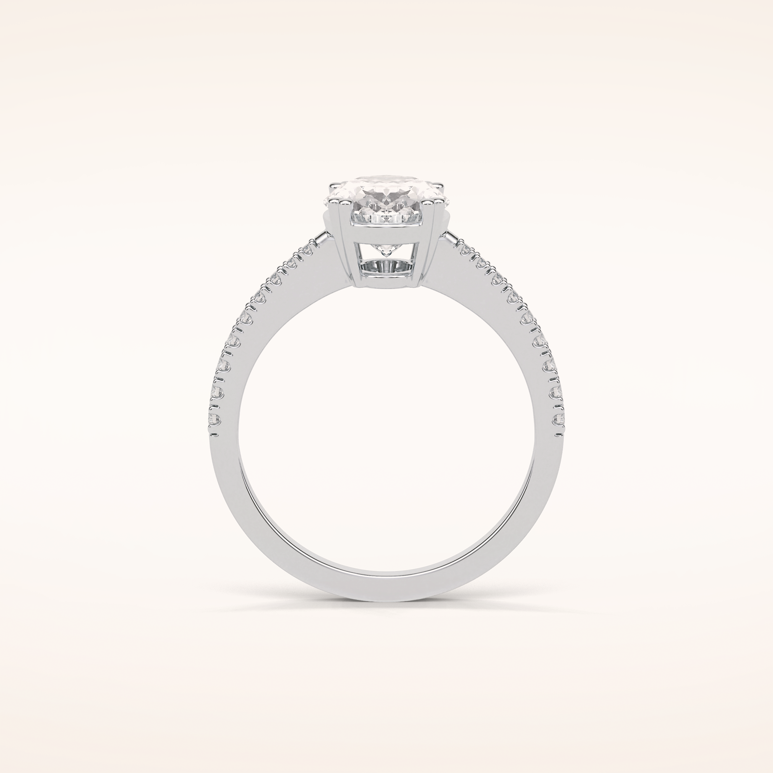 1.6 CT Oval Shaped Pave Moissanite Engagement Ring