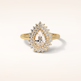 0.94 CT Pear Shaped Double Halo Moissanite Engagement Ring