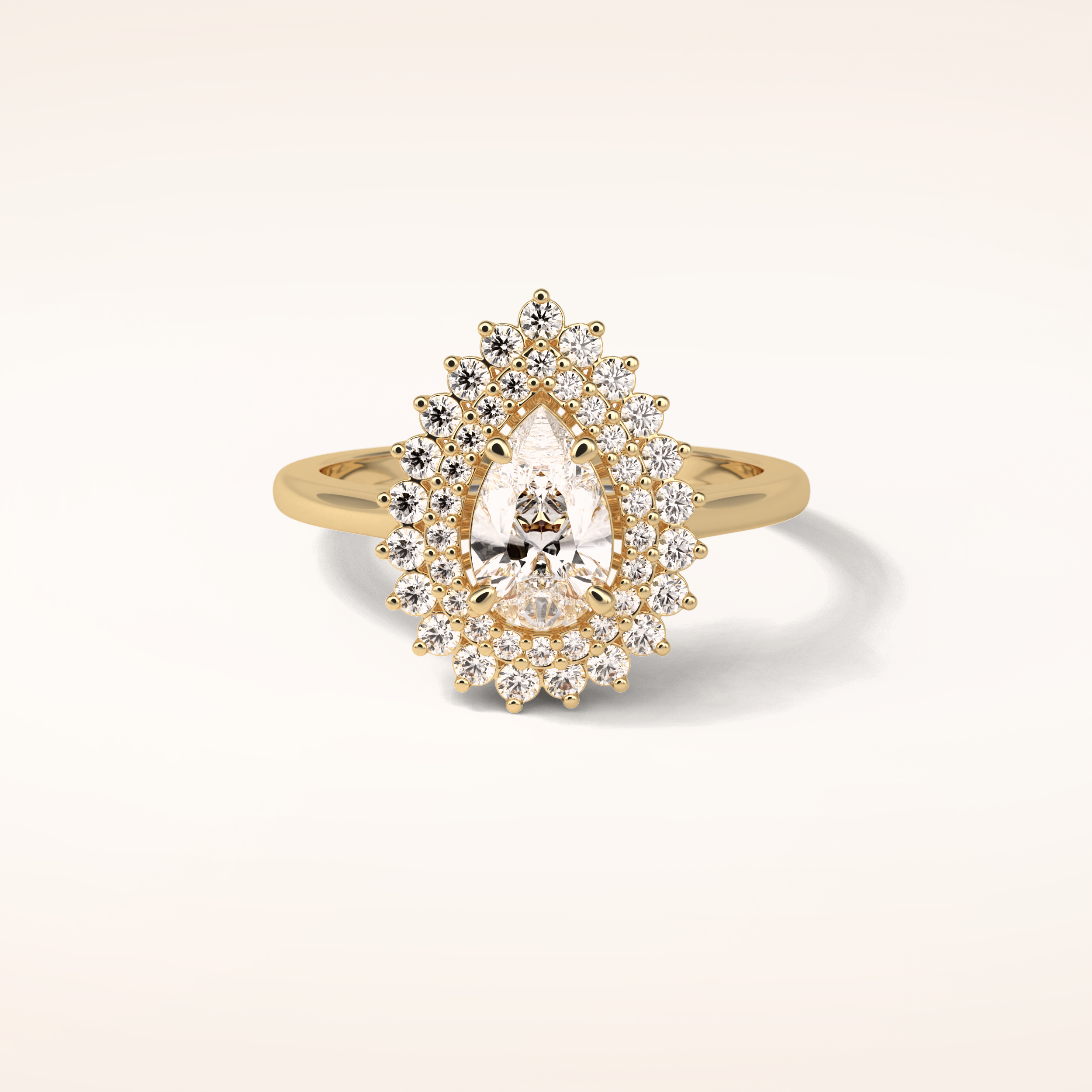 0.94 CT Pear Shaped Double Halo Moissanite Engagement Ring