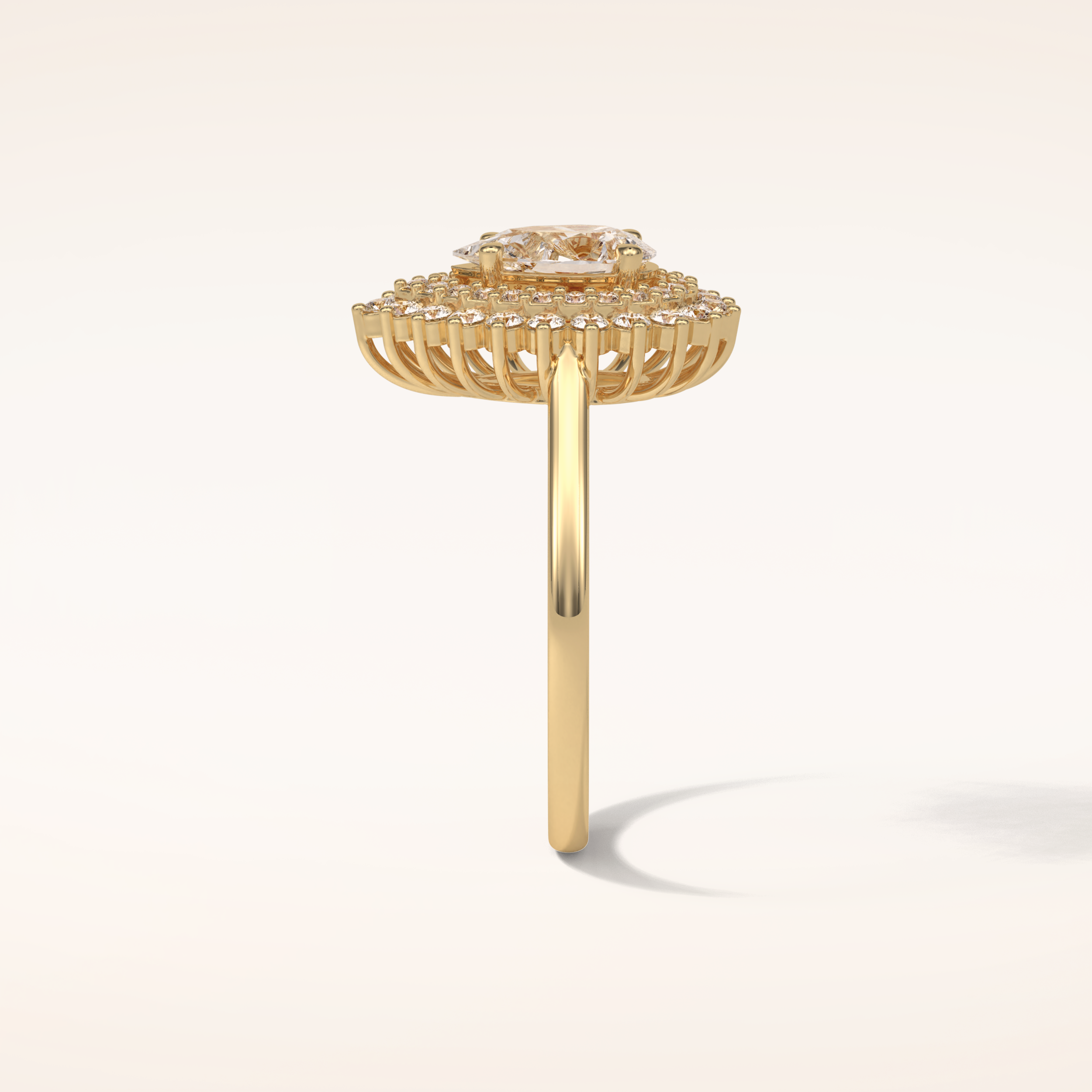 0.94 CT Pear Shaped Double Halo Moissanite Engagement Ring