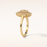 0.94 CT Pear Shaped Double Halo Moissanite Engagement Ring