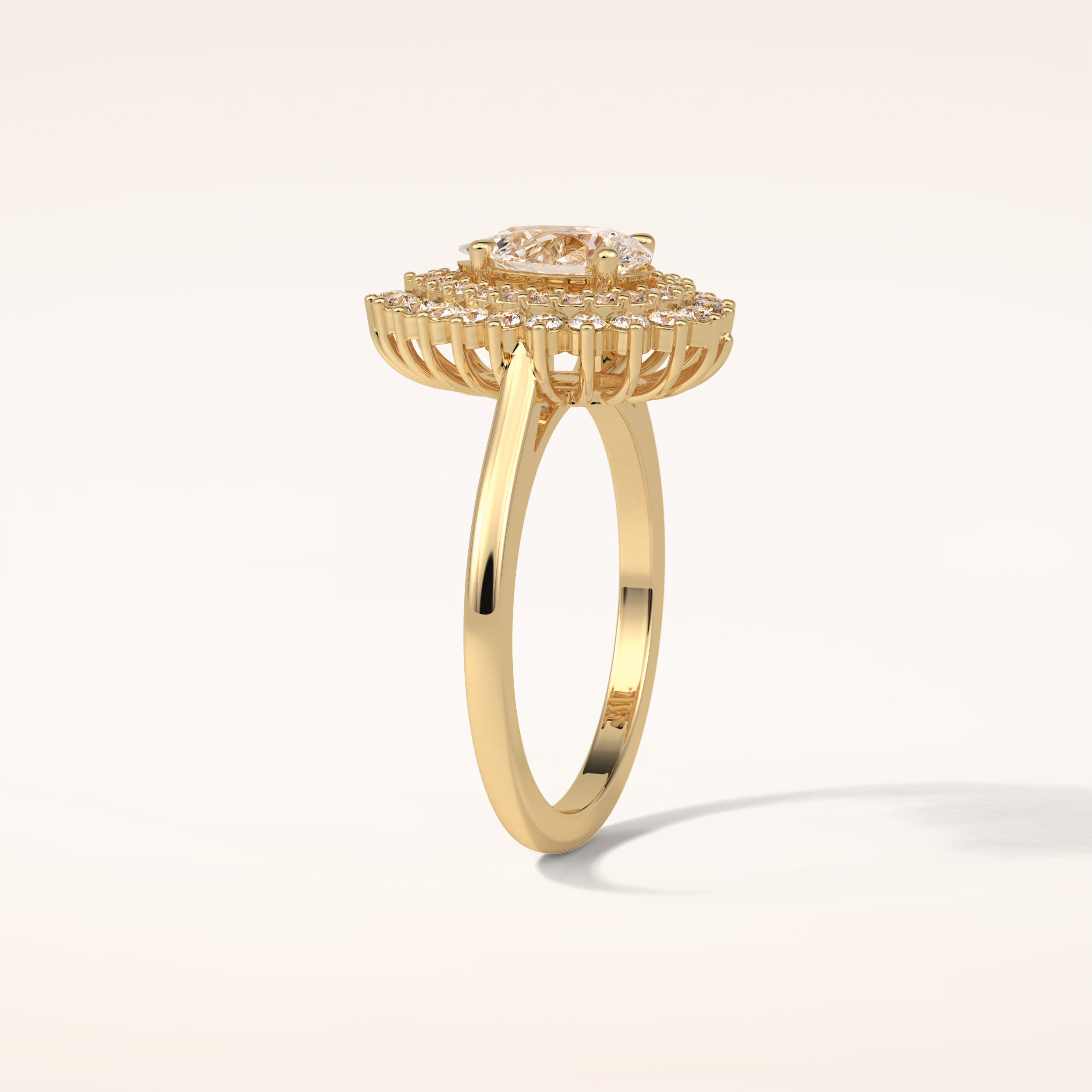 0.94 CT Pear Shaped Double Halo Moissanite Engagement Ring