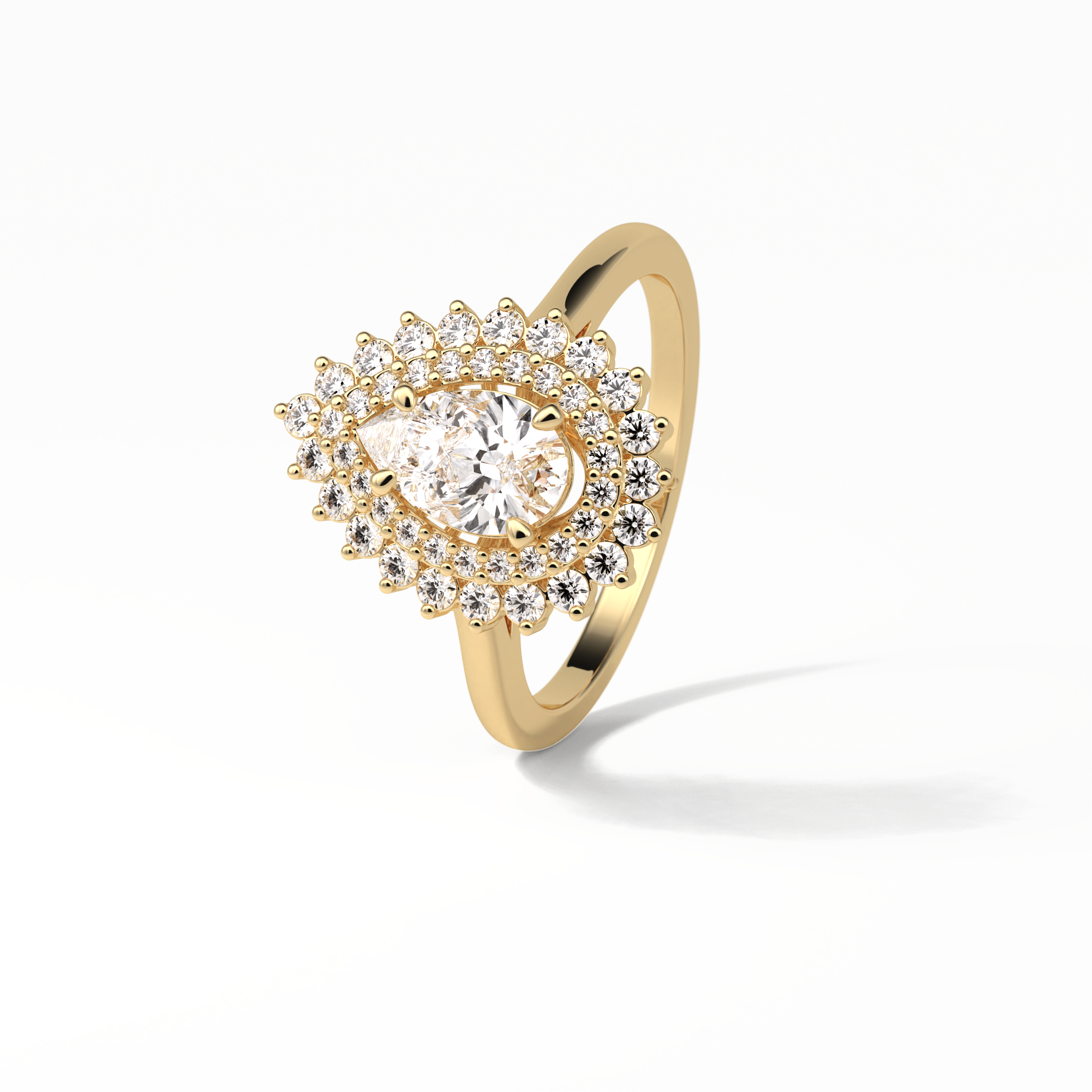 Pear Halo & Pave Lab Grown Diamond Engagement Ring