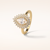0.94 CT Pear Shaped Double Halo Moissanite Engagement Ring