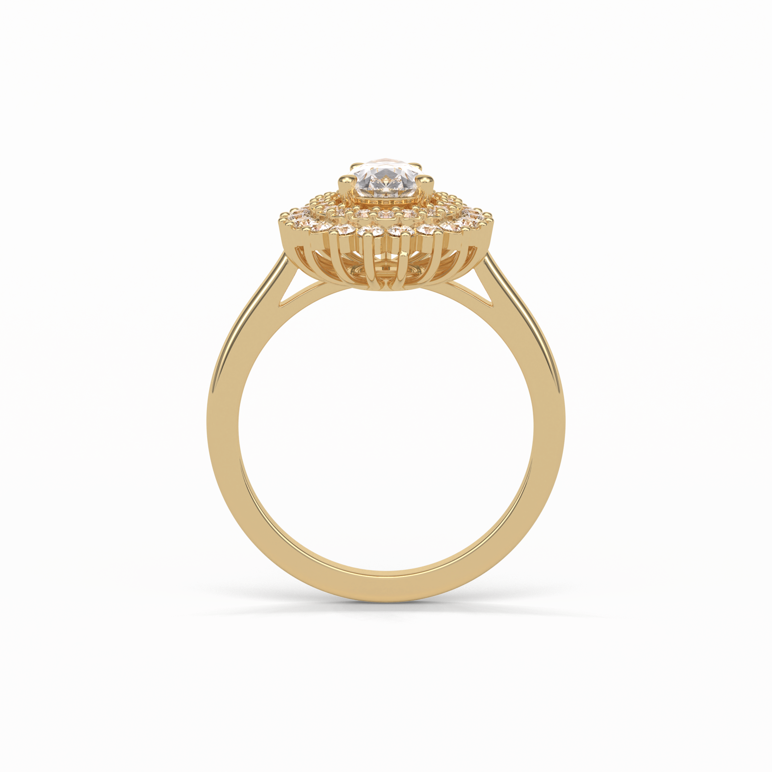 Pear Halo & Pave Lab Grown Diamond Engagement Ring