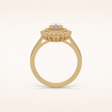 0.94 CT Pear Shaped Double Halo Moissanite Engagement Ring