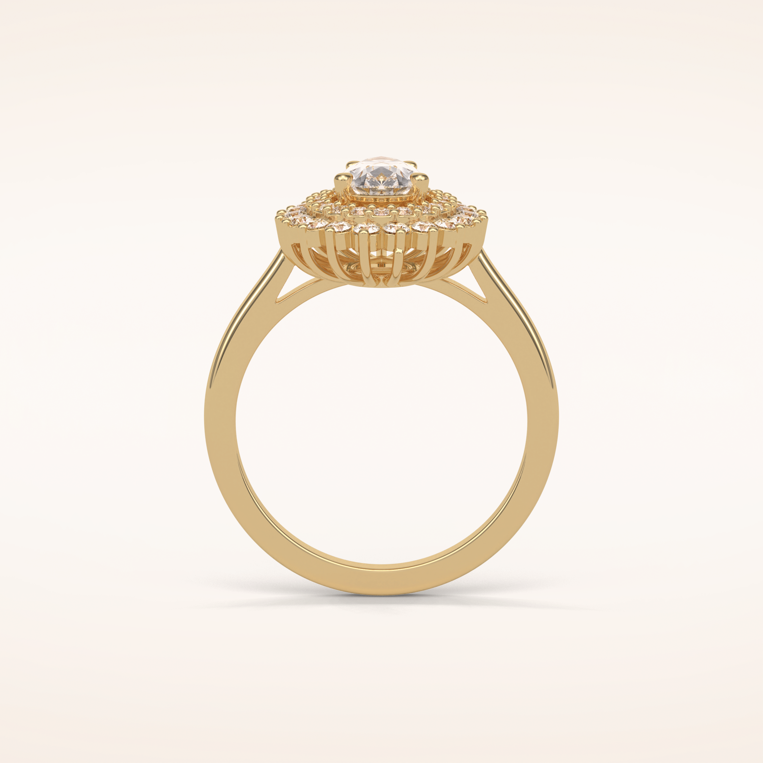 0.94 CT Pear Shaped Double Halo Moissanite Engagement Ring