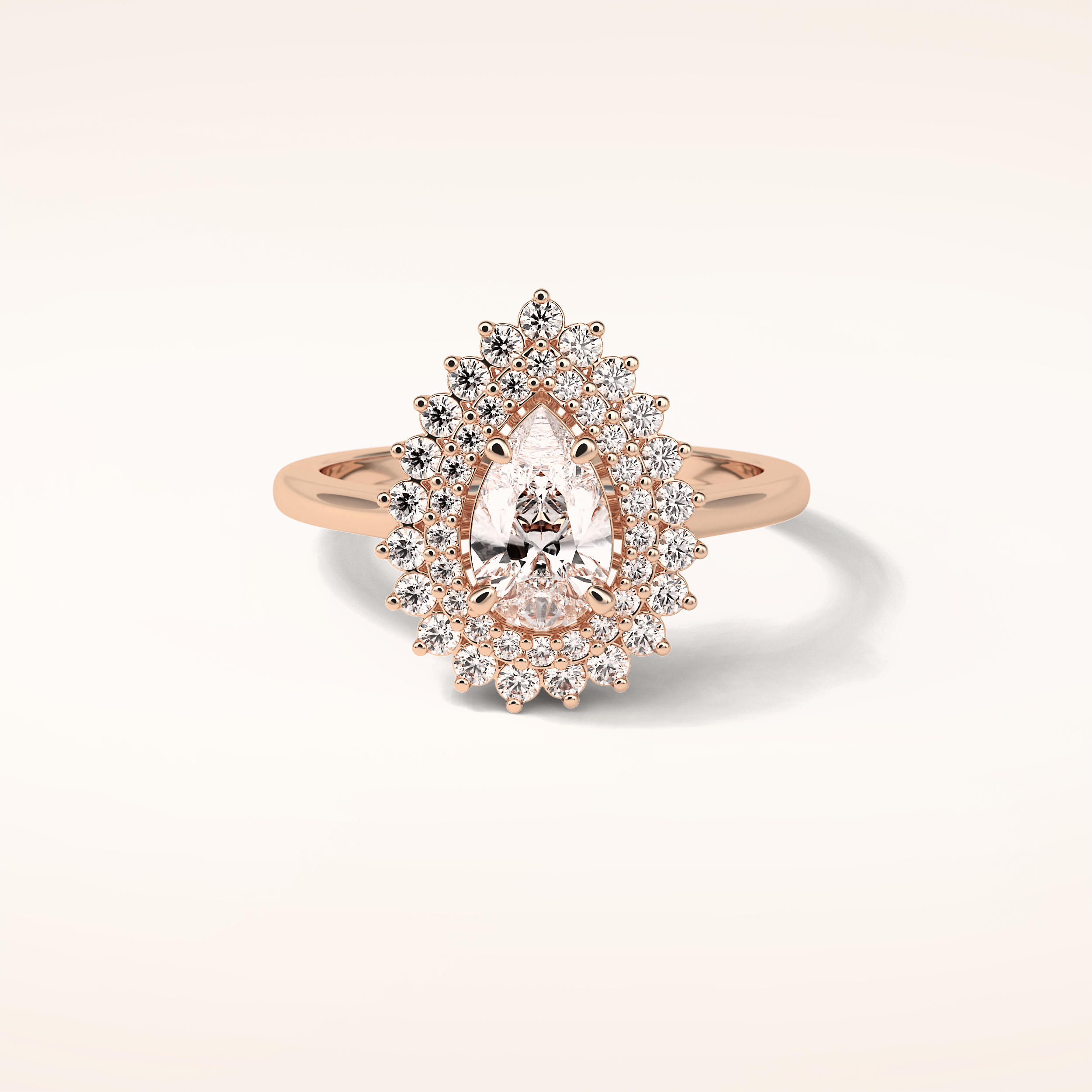 0.94 CT Pear Shaped Double Halo Moissanite Engagement Ring